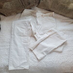 White Denim Utility Straight Leg Jeans